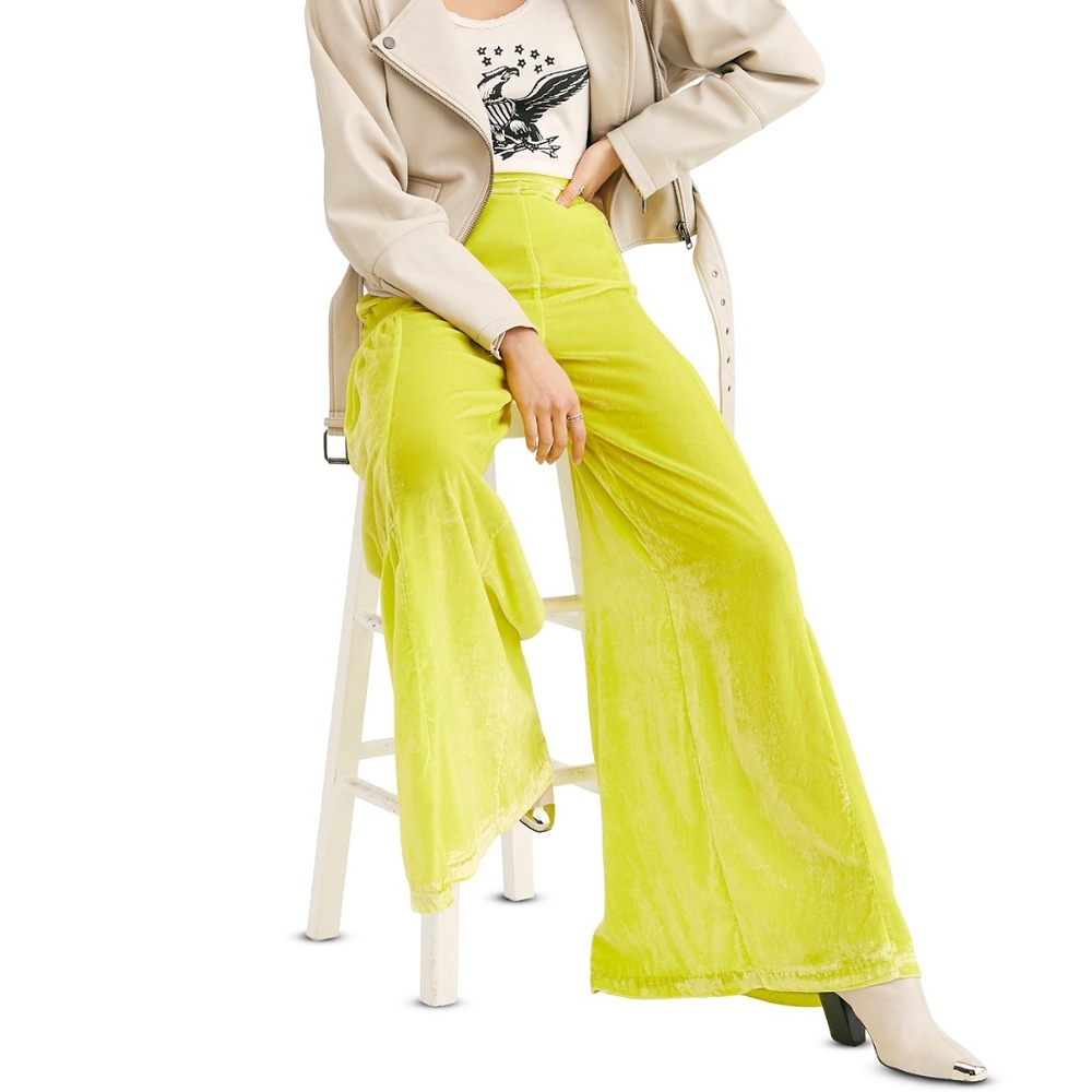 Free People Say La Vie Wide Leg Velvet Pants - Picture 2 of 4